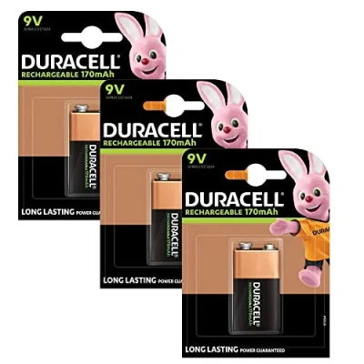 Afbeelding van 3X Duracell 9V Oplaadbaar 170 mAh (3 blisters van 1 batterij) 3 batterijen