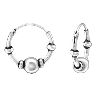 Afbeelding van JoyS Zilveren Bali oorbellen 12 mm oorringen geoxideerd t58