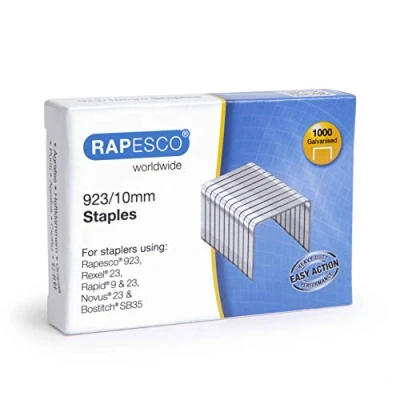 Afbeelding van Rapesco 1237 923/10 mm gegalvaniseerde nietjes, type 23, doos van 1000