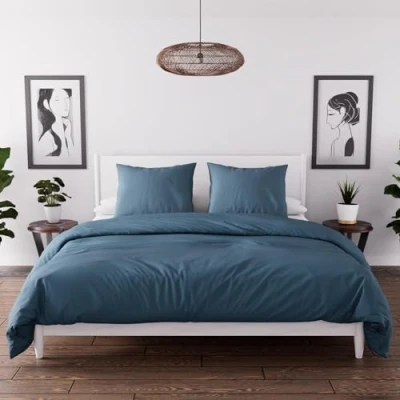 Afbeelding van Intemporel Boheme gewassen microvezel dekbedovertrekset, 260 x 240 cm, eendenblauw