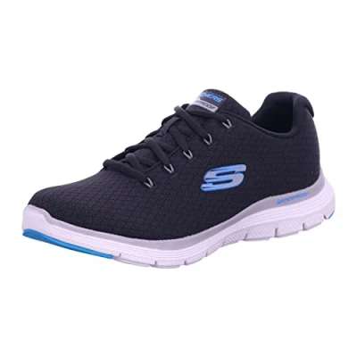 Afbeelding van Skechers Flex Advantage 4.0 Sneaker voor heren, Zwart Textiel Blauwe Trim, 43 EU