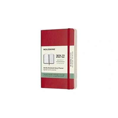 Afbeelding van Moleskine 18 maanden weekplanner/afsprakenplanner, agenda 2021/2022, weeknotitieboek met zachte omslag en elastische sluiting, formaat zak/A6 9 x 14 cm, kleur scharlaken rood, 208 pagina&#039;s