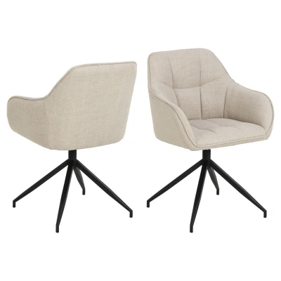 Afbeelding van Brule eetkamerstoel met armleuningen, draaifunctie, beige.
