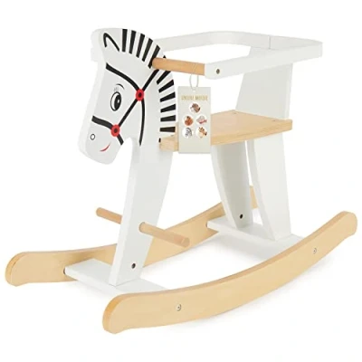 Afbeelding van Bieco zebra hobbelpaard vanaf 1 jaar, houten voor baby&#039;s, schommeldier paardenschommel, van hout, paard
