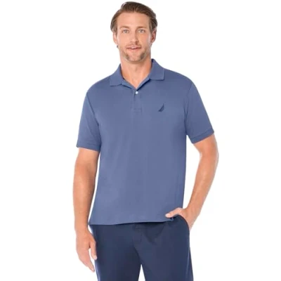 Afbeelding van Nautica Klassiek fit poloshirt met korte mouwen voor heren, effen, zacht katoen, Blauw Indigo Solid, L