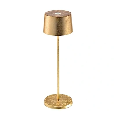 Afbeelding van Zafferano Olivia Pro Tafellamp Oplaadbare Buitenlamp Goud Bureaulamp Snoerloos Dimbare LED Lamp Draadloos Oplaadstation Terraslamp USB Oplaadbaar 35 cm x Ø11