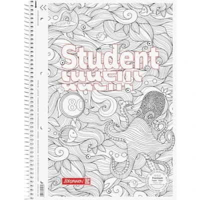Afbeelding van Brunnen 106742801 notitieblok/collegeblok Student Zenart motief krake, A4, geruit liniatuur 28, 90 g/m2, 80 vellen