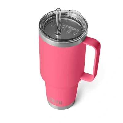 Afbeelding van YETI Rambler Straw Mug, Stainless Steel Vacuum Insulated Mug with Stronghold Lid, Tropical Pink, 42 oz (1242 ml)