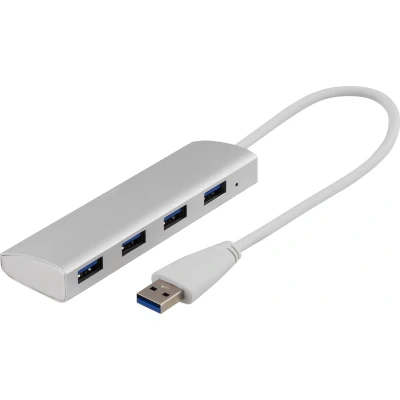Afbeelding van Deltaco UH 484 4 Poorts USB 3.0 hub Windows &amp; macOS aluminium zilver