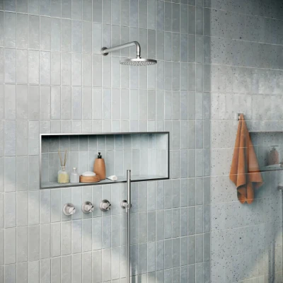 Afbeelding van Hotbath Archie Regendoucheset IBS33 Geborsteld Messing PVD Staaf Handdouche 20cm Hoofddouche Plafondbuis