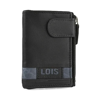 Afbeelding van Lois Portemonnee Leer Heren Functioneel en Duurzaam Wallet For Men, Mens met Tijdloze, Bestendige Leer. RFID Portemonnee., Zwart