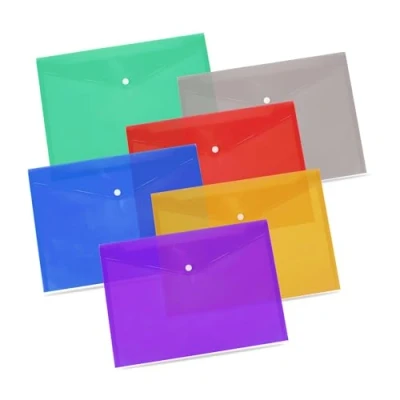 Afbeelding van 25 A5 heldere transparante popper portemonnee/papieren portefeuilles diverse kleuren