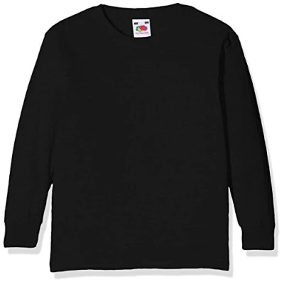 Afbeelding van Fruit of the Loom Kids Value Weight Longsleeve 5 stuks T shirt Zwart (Maat 116)
