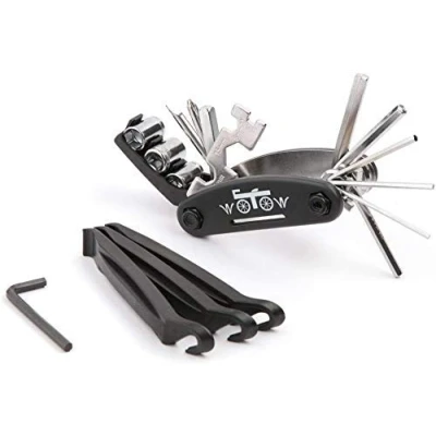 Afbeelding van WOTOW 16 in 1 multitool fietsgereedschap, fietsgereedschapsset onderweg, complete set, opvouwbaar multifunctioneel gereedschap, fiets voor professionele fietsreparatieset rijden