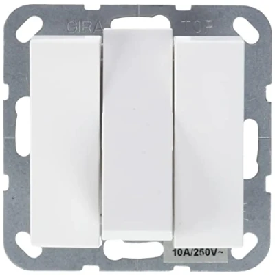 Afbeelding van Gira Systeem 55 drukcontact 3 voudig 10A 250V zuiver wit glanzend