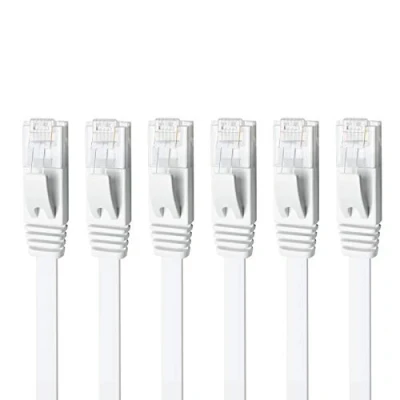 Afbeelding van Yauhody Ethernet Kabel 1.5m Cat6, Hoge Snelheid Platte Netwerkkabel 1000 Mbit/s Lan Cable Patchkabels, Kale Koperen Snagless RJ45 voor Modem, Router, PC, TV, Gaming (6Stuks Wit)