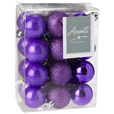 Afbeelding van Premier Decorations, Veelkleurig, One, 5050882335214 24 x Paars onbreekbare kerstboom kerstballen Decoraties Gemengde afwerkingen