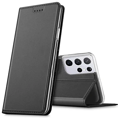 Afbeelding van Verco Hoesje voor Samsung Galaxy S21 Ultra, Premium Kaartvak Flip Cover Ultra Case [Magnetische Sluiting] beschermhoes, Zwart