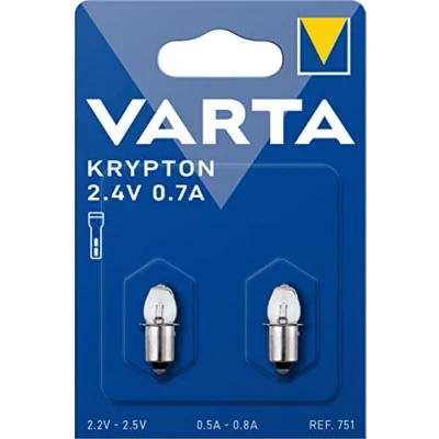 Afbeelding van Varta 751000402 kraaglamp 751 2,4V 0,75A krypton KRAAGLAMPJE2 stuks op blister