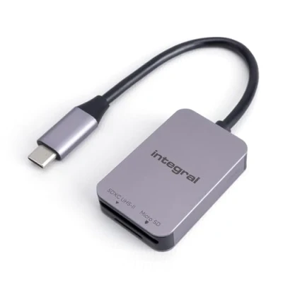 Afbeelding van Integral Dual Slot UHS II SD &amp; microSD USB C 3.2 Gen 1 geheugenkaartlezer Adapter Snelle 5Gb/s overdrachtssnelheid, plug play en compatibel met Windows Mac