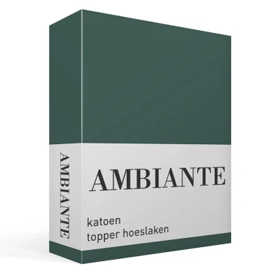 Afbeelding van Ambiante Cotton Uni topper hoeslaken Lits jumeaux (180x200 cm) Donkergroen