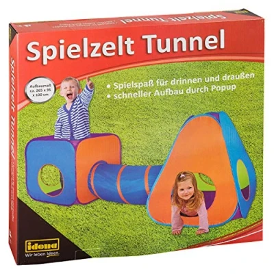 Afbeelding van Idena 40118 speeltent met tunnel voor kinderen, geschikt binnen en buiten, ca. 265 x 95 100 cm
