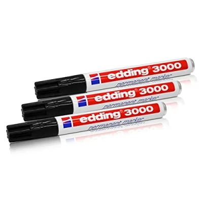 Afbeelding van edding 3000 permanente markers, 1,5 3 mm, navulbaar, zwart, verpakking van stuks