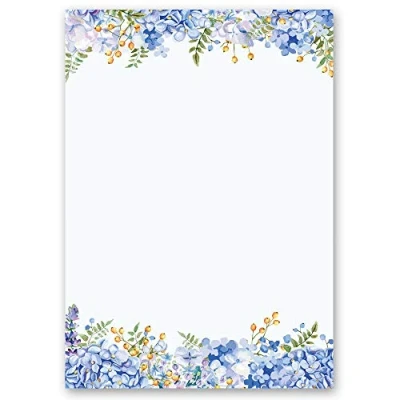 Afbeelding van Motif Letter Papier! Bloemen &amp; Bloemblaadjes Blauwe Hortensia&#039;s 20 Vellen DIN A4 Paper Media