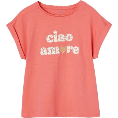 Afbeelding van Vertbaudet Basics meisjesshirt met aangebracht motief en korte mouwen