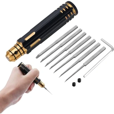 Afbeelding van Craznick 7 in 1 Prime Model Scriber met Blades Gundam Hars Gesneden Scribe Lijn Snijgereedschap Beitel (0.1/0.2/0.4/0.6/0.8/1.0/2.0mm) Zwart