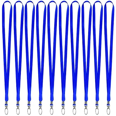 Afbeelding van 20 stuks sleutelkoordjes, nekkoord, kantoor sleutelkoorden voor id kaarten, badgehouder, koord sleutels, universeel sleutelkoord met draaibare clip, vrouwen en mannen (blauw)