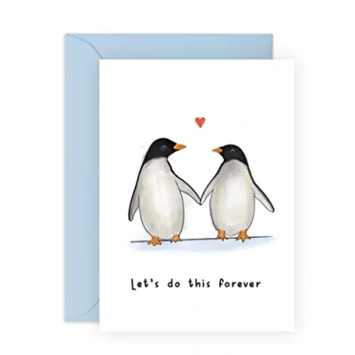 Afbeelding van Central 23 Huwelijksverjaardagskaart voor koppels echtgenoot vrouw schattige pinguïns &#039;Let&#039;s Do This Forever&#039; Valentijnsdagkaart vriend, vriendin verloofde wordt geleverd met leuke