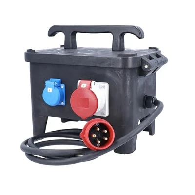 Afbeelding van as Schwabe mobiele massief rubber bouwstroomverdeler, G M24, 11 kW, 4 stopcontacten 400 V / 16 A, 2 m H07RN F5G2,5 kabel, aardlekschakelaars, zwart, 63271