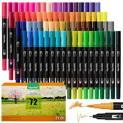 Afbeelding van Eglyenlky 72 Dubbele Tip Borstel Penen, Volwassen Kleurmarkers met Fijn en voor Kid Kunstenaar Tekening Journaling Lettering Note nemen Kalligrafie