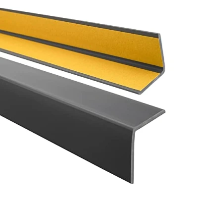 Afbeelding van QUEST Hoekprofiel 35 x mm, kunststof hoek van pvc rubber, zelfklevend randbeschermprofiel, elastische randbescherming, hoekbeschermprofiel, donkergrijs, 100 cm