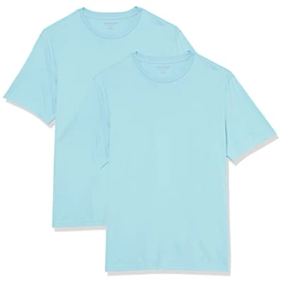 Afbeelding van Amazon Essentials Heren Regular Fit T shirt met korte mouwen en ronde hals, 2 stuks, lichtblauw, XXL