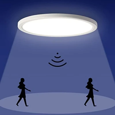 Afbeelding van Led Plafondlamp met Bewegingssensor, Kamerplafondlamp voor Gang, 18W, 1800lm, 4000K, IP44, Wit, 22cm