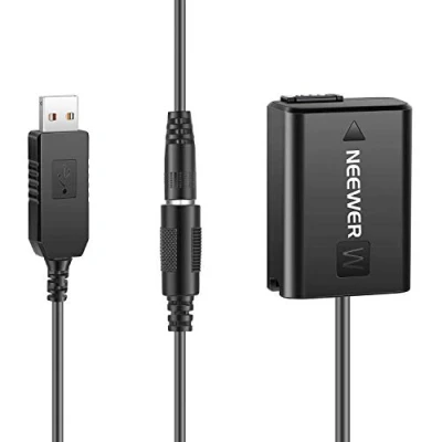 Afbeelding van NEEWER DC Koppeling Vervanging voor NP FW50 Batterij Factice Power Adapter met USB kabel Compatibel Sony A7 A7R A7S A7II A7RII A7SII A6500 A6400 A6300 A6100 A6000 NEX5 NEX7 enz.