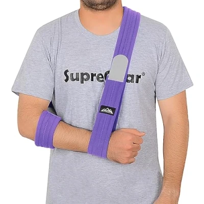 Afbeelding van supregear Arm Sling, Verstelbare Lichtgewicht Comfortabele Schouder Startonderbreker Sling Ademende Medische Ondersteuning voor Gewonde Arm/Hand/Elleboog, 180cm (Purper)