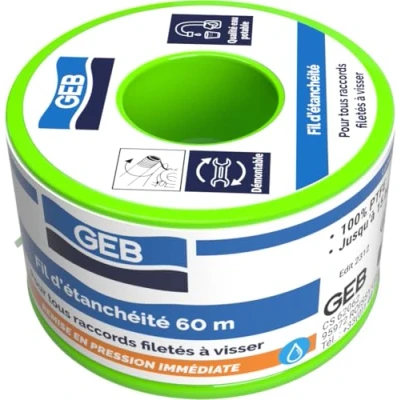 Afbeelding van GEB Afdichtingsdraad 100% PTFE voor alle schroefverbindingen spoel 60 m