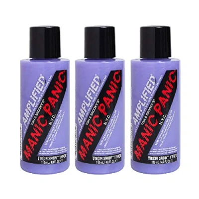 Afbeelding van Manic Panic Virgin Snow Amplified Creme, Vegan, Cruelty Free, Semi Permanent Hair Toner, Eliminates Brassy Tones, 3 x 118ml