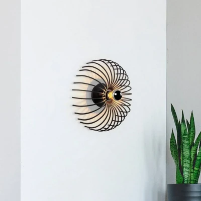 Afbeelding van Wandlamp Coraline D36cm Zwart Metaal Menzzo