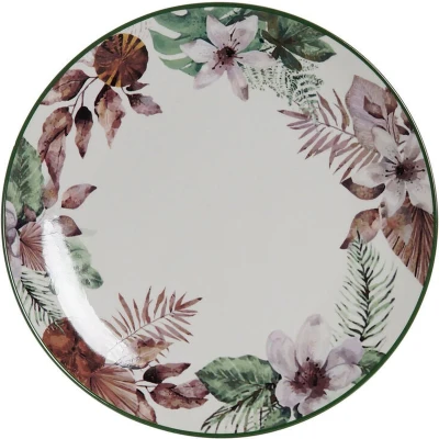 Afbeelding van Platt tallrik DKD Home Decor Blommor Porselein (27 x 27 2 cm)