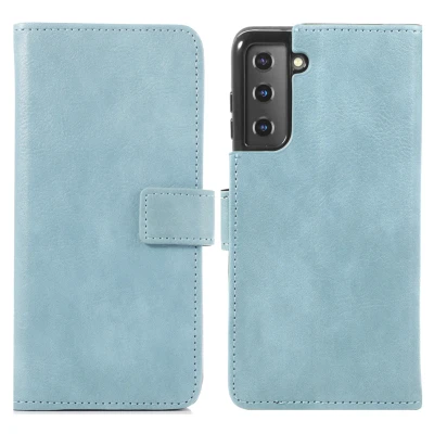Afbeelding van Samsung Galaxy S21 Hoesje Kunstleder iMoshion Bookcase Lichtblauw Telefoonhoesje