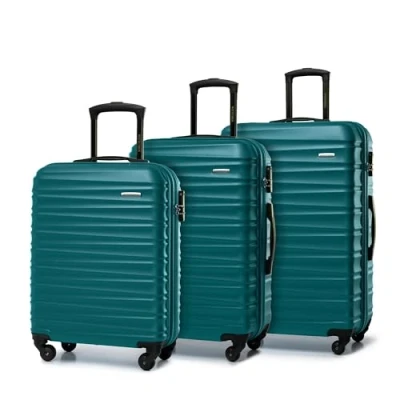 Afbeelding van WITTCHEN Reiskoffer 3 delige kofferset Rollende koffer Trolley Handbagage Harde schaal van ABS met 4 spinnerwielen Cijferslot Telescopisch handvat GROOVE Line Groente