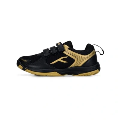 Afbeelding van HUNDRED Court Star non marking badmintonschoenen voor jongens (zwart/goud, EU 38/UK 4/US 5) Lichtgewicht X kussenbescherming Geschikt indoortennis/squash/tafeltennis/basketbal en padel