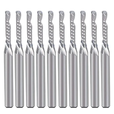 Afbeelding van EU_HOZLY 10 stuks single flute down cut spiraalschachtfrees 1/8 inch schacht met (0,078 inch) 2 mm snijdiameter, (0,472 12 snijlengte voor hout acryl aluminium kunststof plaat