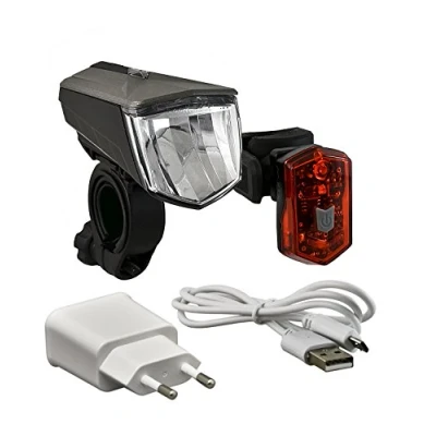 Afbeelding van Büchel 51252526 Led Acculampenset, 80 Lux, voorlamp: Vail + Achterlicht Accu: Micro Light, Incl. Oplader, Stvzo Toegelaten, Zwart