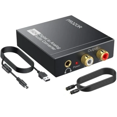 Afbeelding van PROZOR 192kHz DAC converter digitaal naar analoge audio digitale coaxiale Toslink stereo L/R RCA 3.5mm adapter voor PS3, HD DVD, PS4, Sky, Plasma, Blu ray