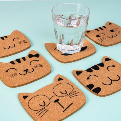 Afbeelding van Kattenfamilie Onderzetters (set van 6) Winkee
